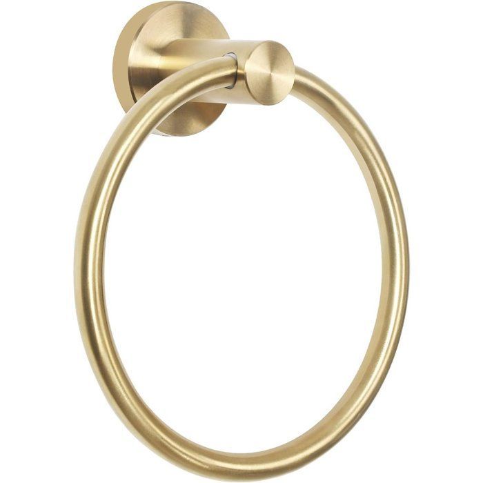 Towel ring - Towel holder - Ø 14 cm - Brushed gold - Round - Stainless steel - Bathroom accessory -