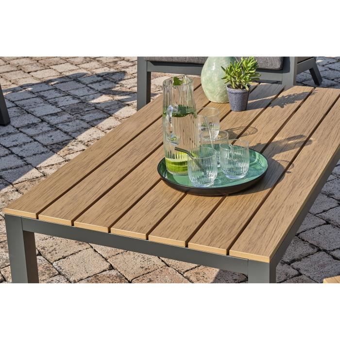 Low garden lounge set - Aluminium - DCB GARDEN - 5 seats - Anthracite grey and polywood - KOMMOS
