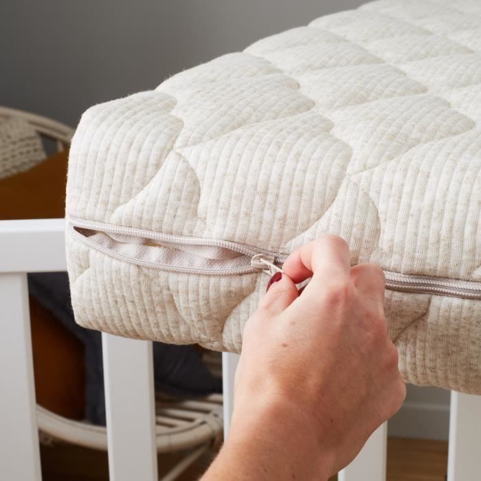 Colchón para bebé P'tit Lit - Auténtico - Lino de origen vegetal - Reversible - Libre de químicos