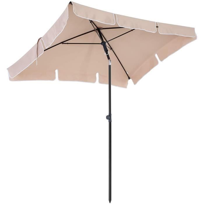 Sombrilla rectangular SONGMICS de 200 x 125 cm - Protección solar - Reclinable - Tejido de poliéster - Base no incluida
