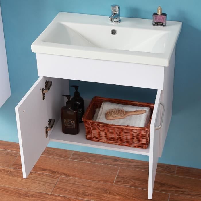 Bathroom set 60cm single sink bathroom furniture 5 pieces 2 doors colour: white