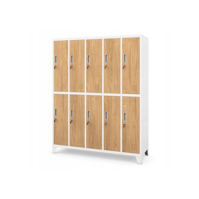 JAN NOWAK Metal locker cabinet for schools and changing rooms BARTEK White / Golden Oak