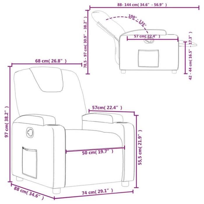 Sillón reclinable vidaXL, silla de relajación con respaldo, asiento con reposabrazos acolchados para sala de estar, moderno, 372366