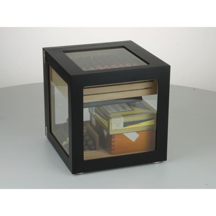 Adorini Cube Deluxe Noir - cèdre Espagnol Bois Humidor jusqu'à 100 Cigares avec Les Cheveux hygromètre et système Humidification