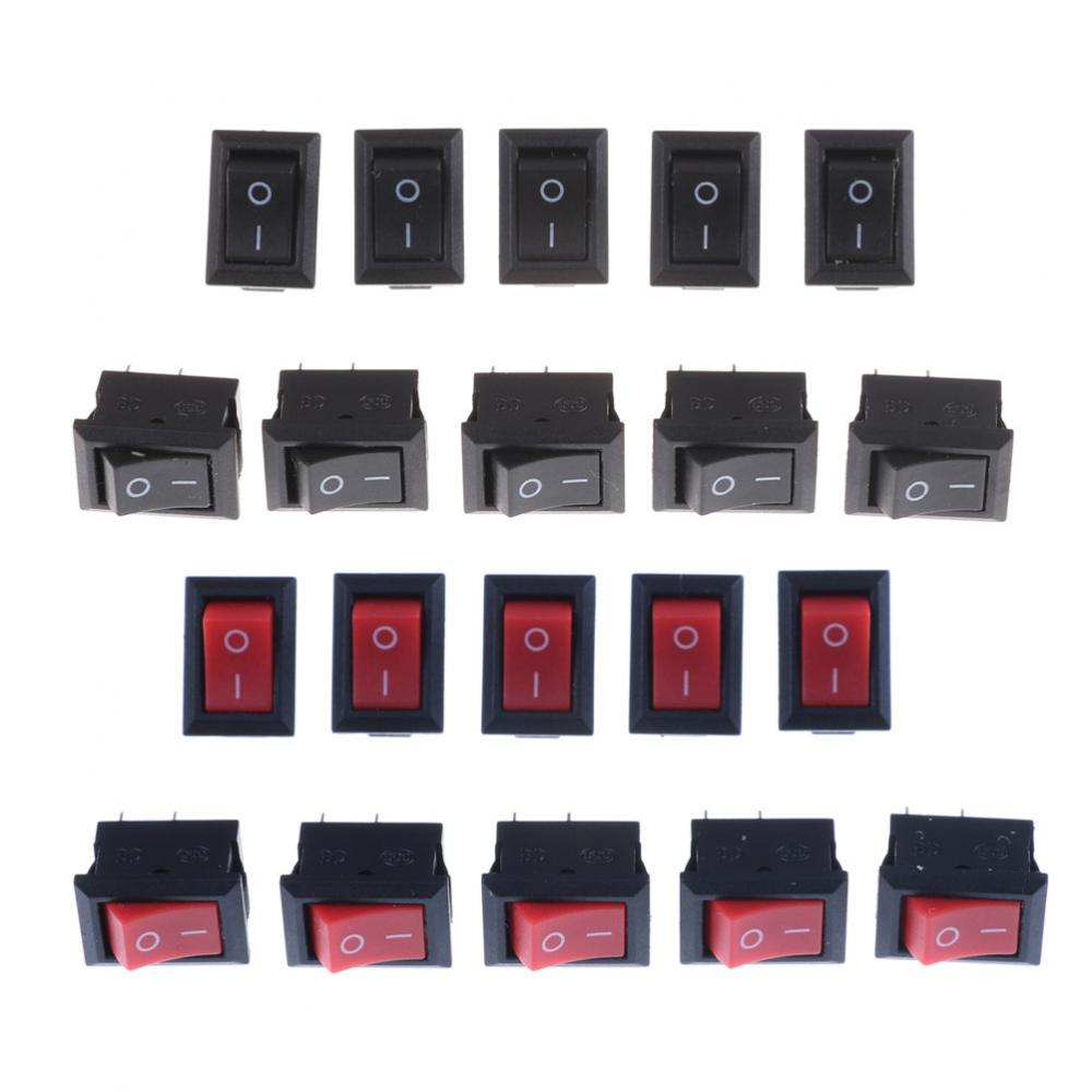 Lot de 10 interrupteurs à bascule KCD1 15*10 mm 2 broches pour bateau, SPST, à enclenchement marche/arrêt, micro-interrupteur, 3 A/250 V, mini