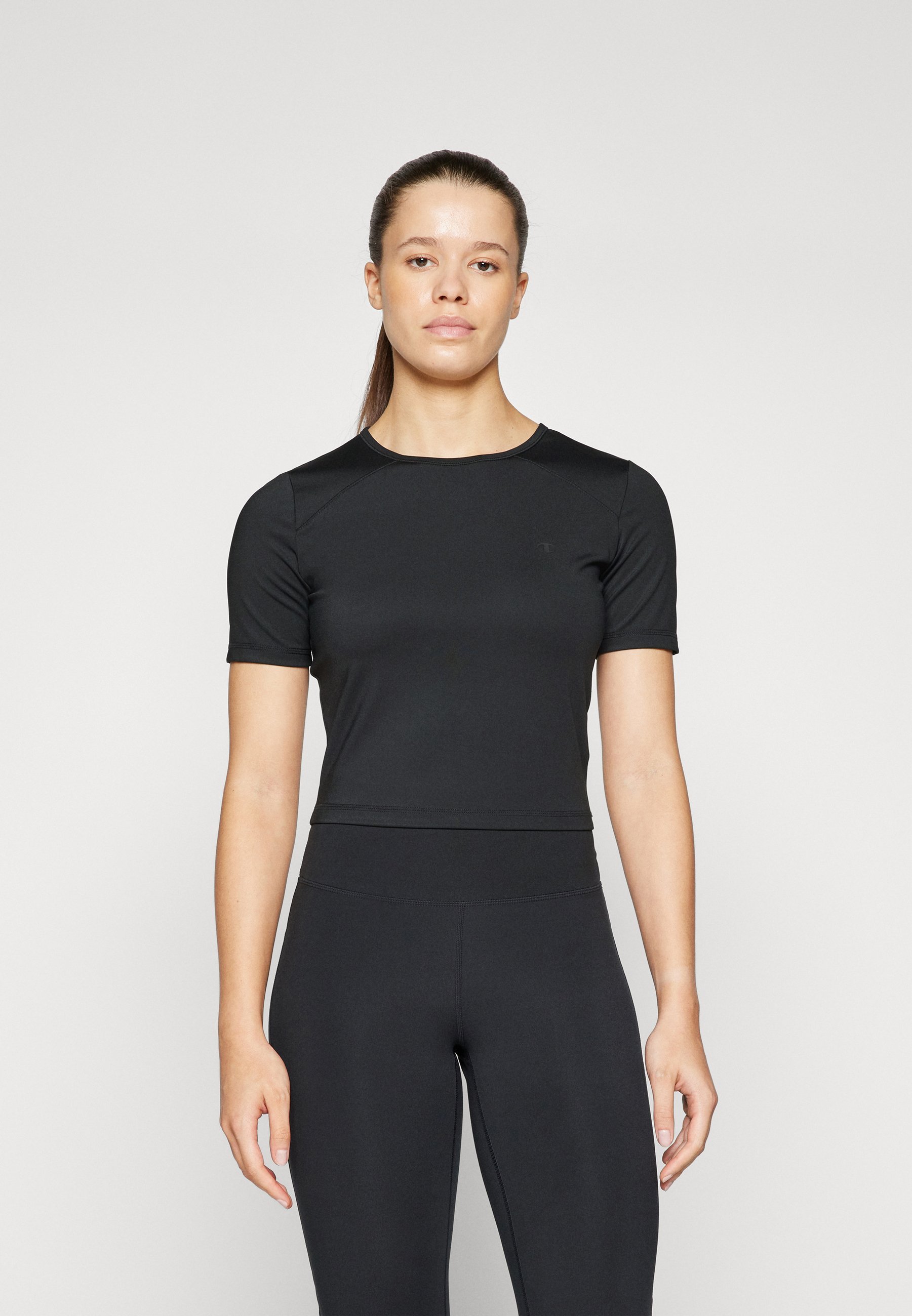 Champion PERFORMANCE CREWNECK CROP TOP - Tricou sport - negru