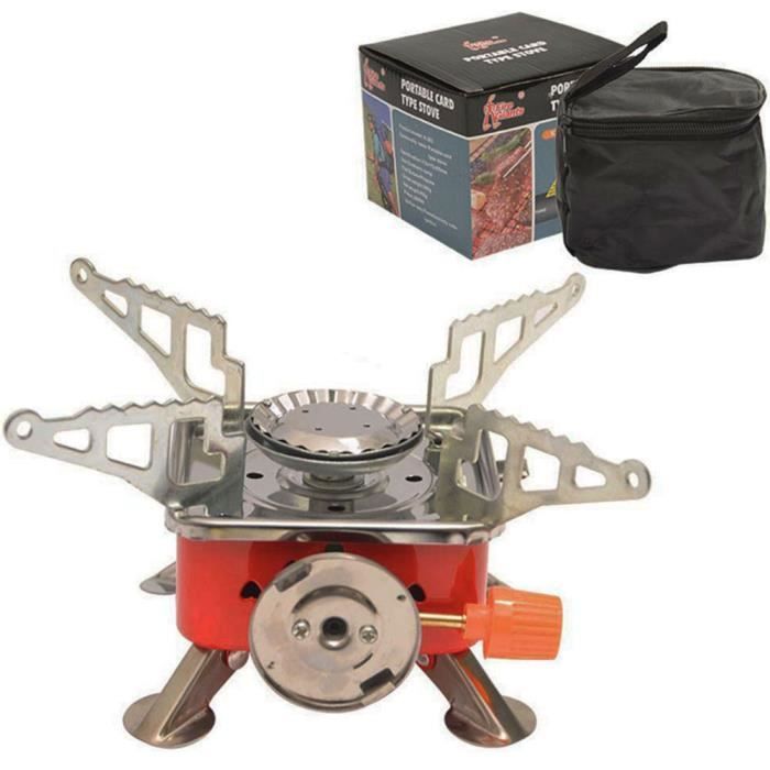Fogão a gás portátil dobrável para camping, ideal para espaços pequenos. Perfeito para cozinhar ao ar livre.