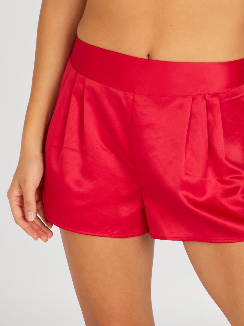 Shorts de pijama de cetim - VERMELHO