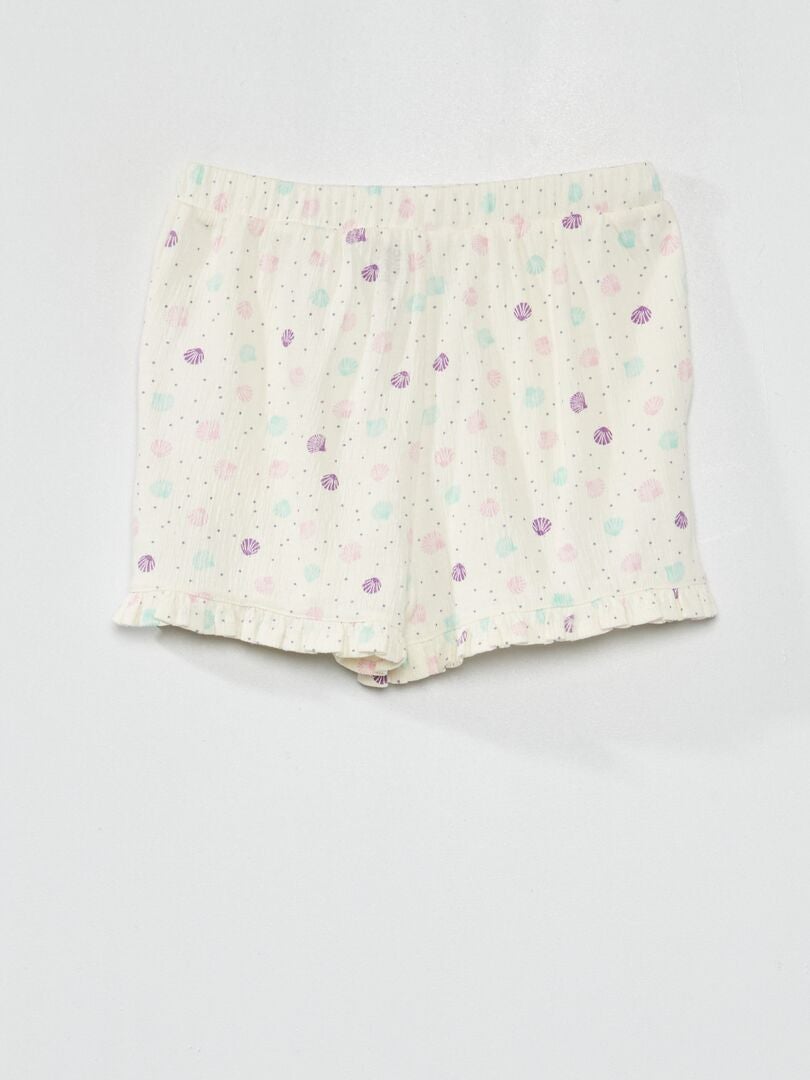 Gebreide shorts met crêpe-effect - WIT
