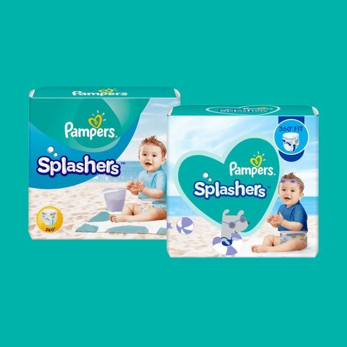 Pampers Couches-Culottes de Bain Jetables Splashers Taille 4-5 (9-15kg) pour une Protection Optimale dans l'Eau, 11 Couches
