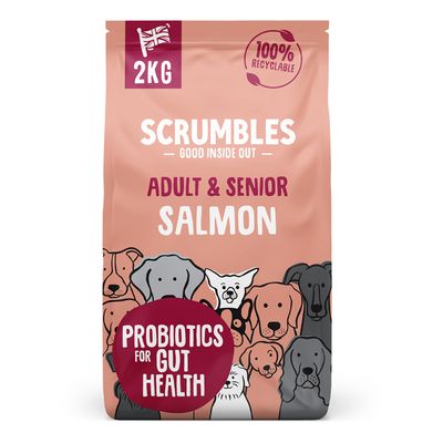 Scrumbles Trockenfutter für erwachsene und ältere Hunde mit Lachs