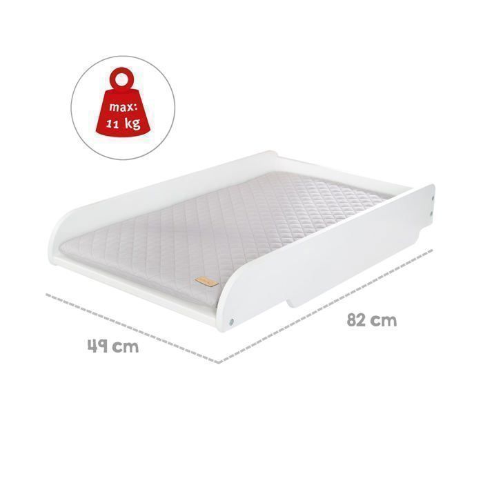 Plan à langer + matelas 'Roba Style' - ROBA - À poser sur lit bébé - Blanc / Matelas gris
