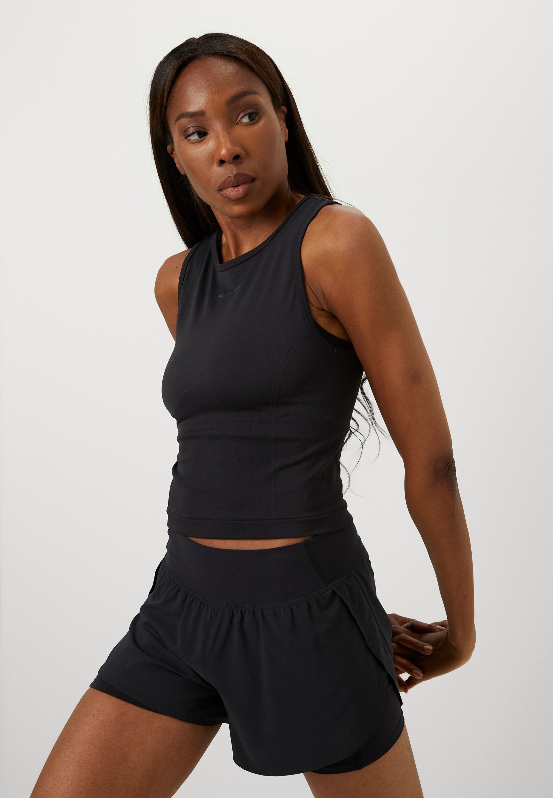 HOODY NECK ROCK SEAMLESS TANK - Toppi - black/whiteUnder Armour