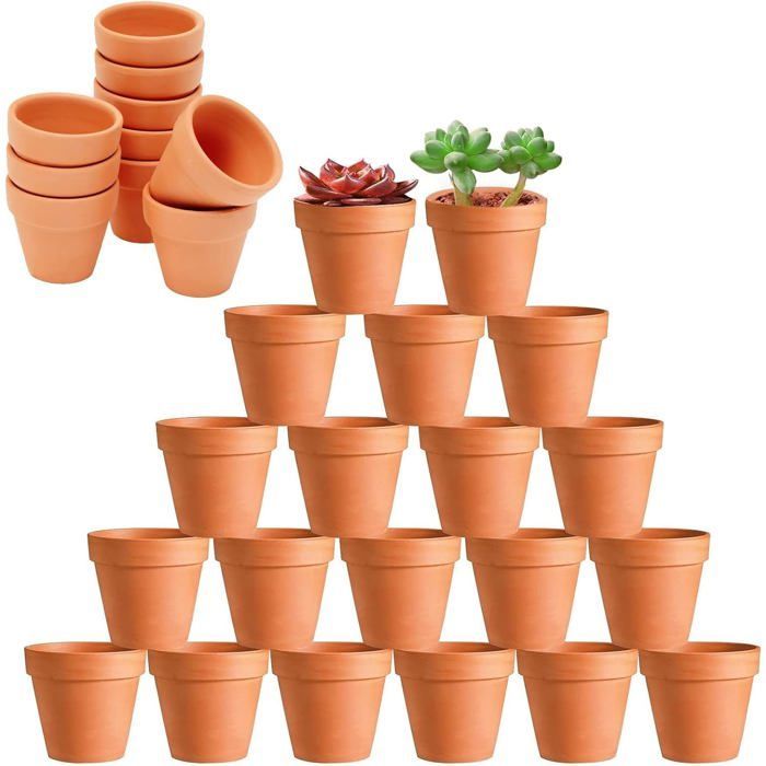 Pots de fleurs en terre cuite - 40 pièces - Terre cuite rouge - avec trous de drainage - Pots pour plantes JARDINIERE - BAC A FLEUR