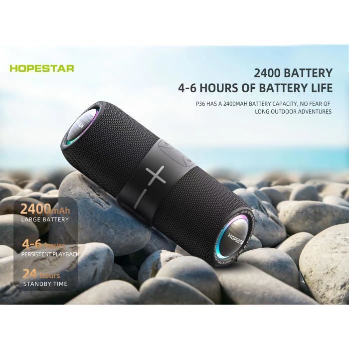 Enceinte Portable Bluetooth-8W*2 Enceinte Puissante avec Étanche IPX6, Enceinte sans Fil et Lumineuse Bluetooth,Gris