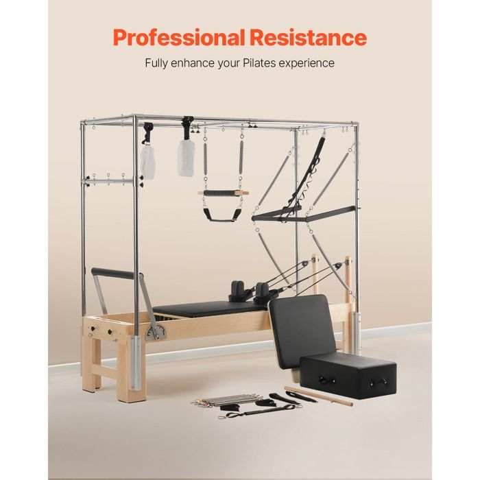 Reformer de Pilates para niveles avanzados y principiantes - Duoku - Capacidad de carga de 181,44 kg, equipo de entrenamiento de yoga con doble resistencia