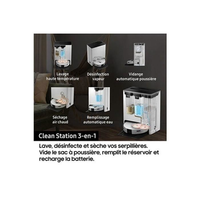 Aspirateur Robot Laveur - Samsung Jet Bot Combo VR7MD96B14G - Désinfection Vapeur - Détection des objets & obstacles