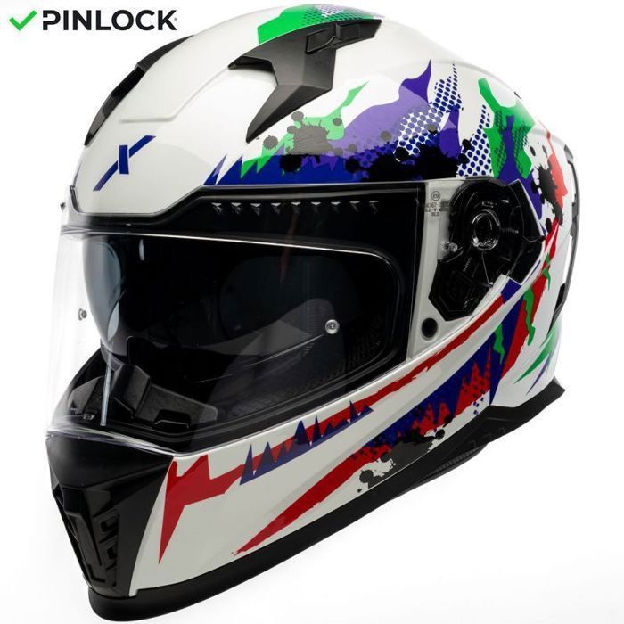 Casco integral para moto MOTOBLOUZ EROS JOKR con visera solar | Homologado ECE 22.06 | Pinlock incluido | Blanco brillante |