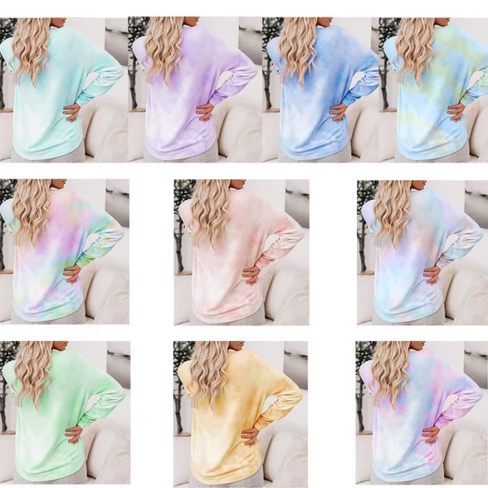 Sweat shirt femme - LEOCLOTHO - Tie-dye manches longues - Col rond - Coton épissage