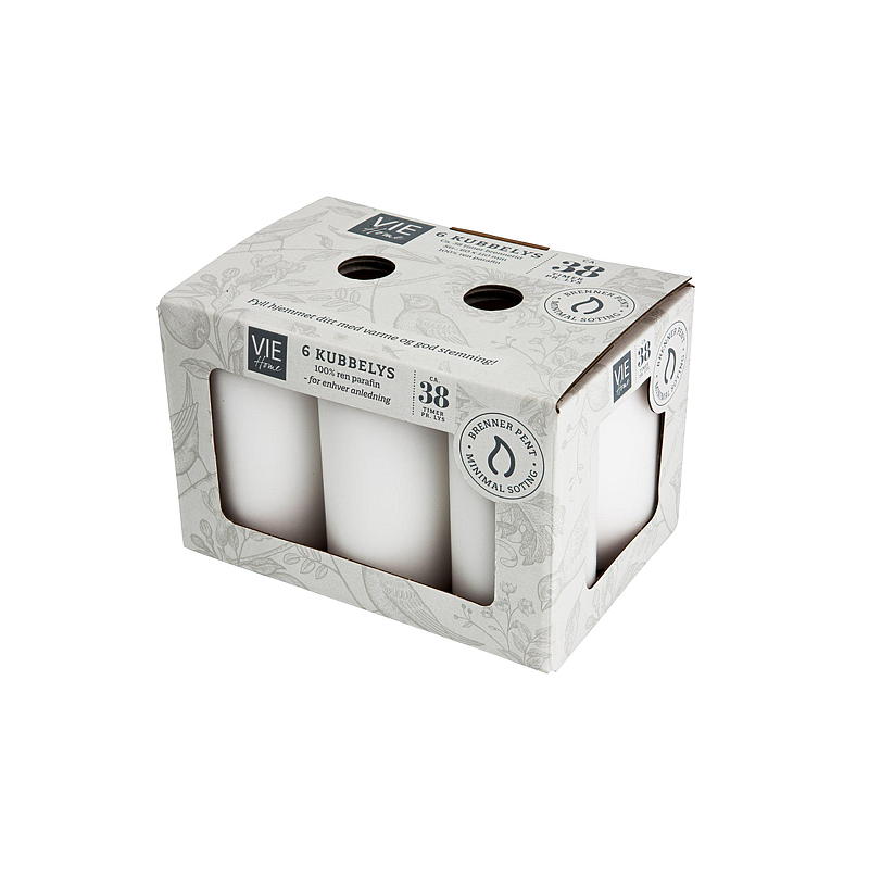 Velas cúbicas Vie Home, paquete de 6 unidades, 6x11 cm, blancas