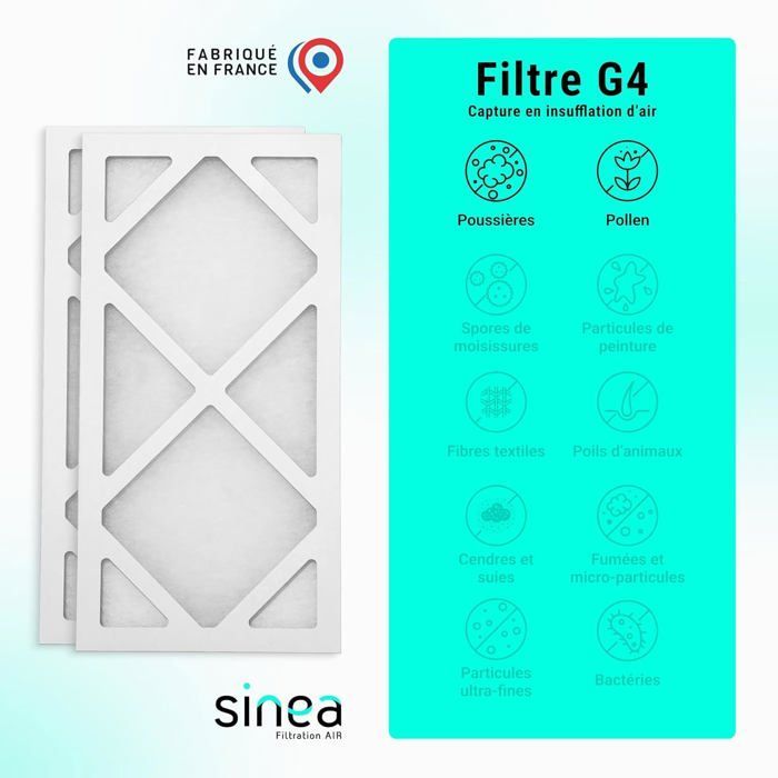 SINEA - G4 x2 and M5 filters compatible with UNELVENT IDEO 325 ECOWATT / INITIA 225 G4 - high filtration efficiency