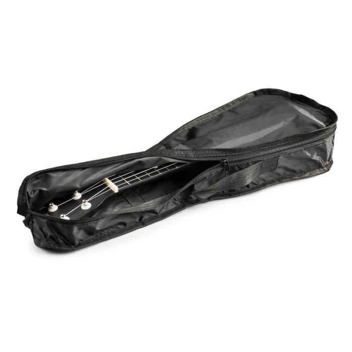 Max UKEY - Pack de ukelele y accesorios - Negro, cuerdas de nailon, con afinador digital, 2 púas