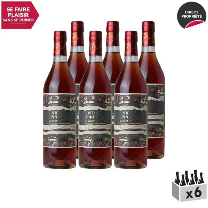 Pineau des Charentes Vieux Pineau des Charentes Rouge - Paquete de 6 x 75 cl - Les Frères Moine - Vino tinto AOC del suroeste de Francia - Variedades de uva