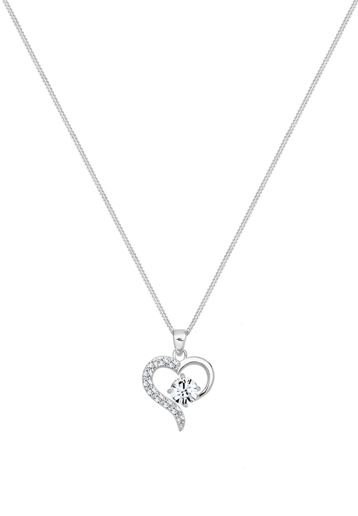Elli Femmes cœur amour avec cristaux en argent sterling 925