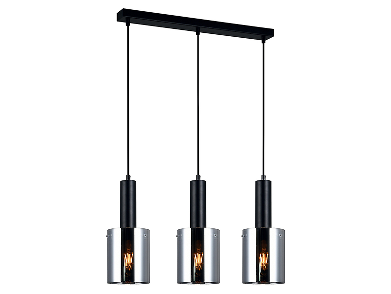 Lampa wisząca Sardo 3-punktowa szklana srebrna