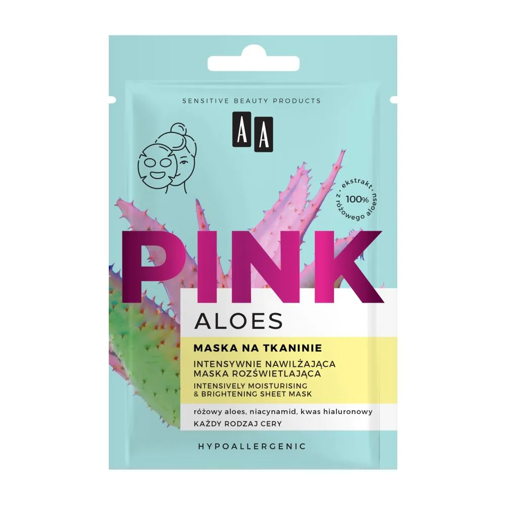 AA Aloes Pink Intensywnie Nawilżająca Maska Rozświetlająca na tkaninie