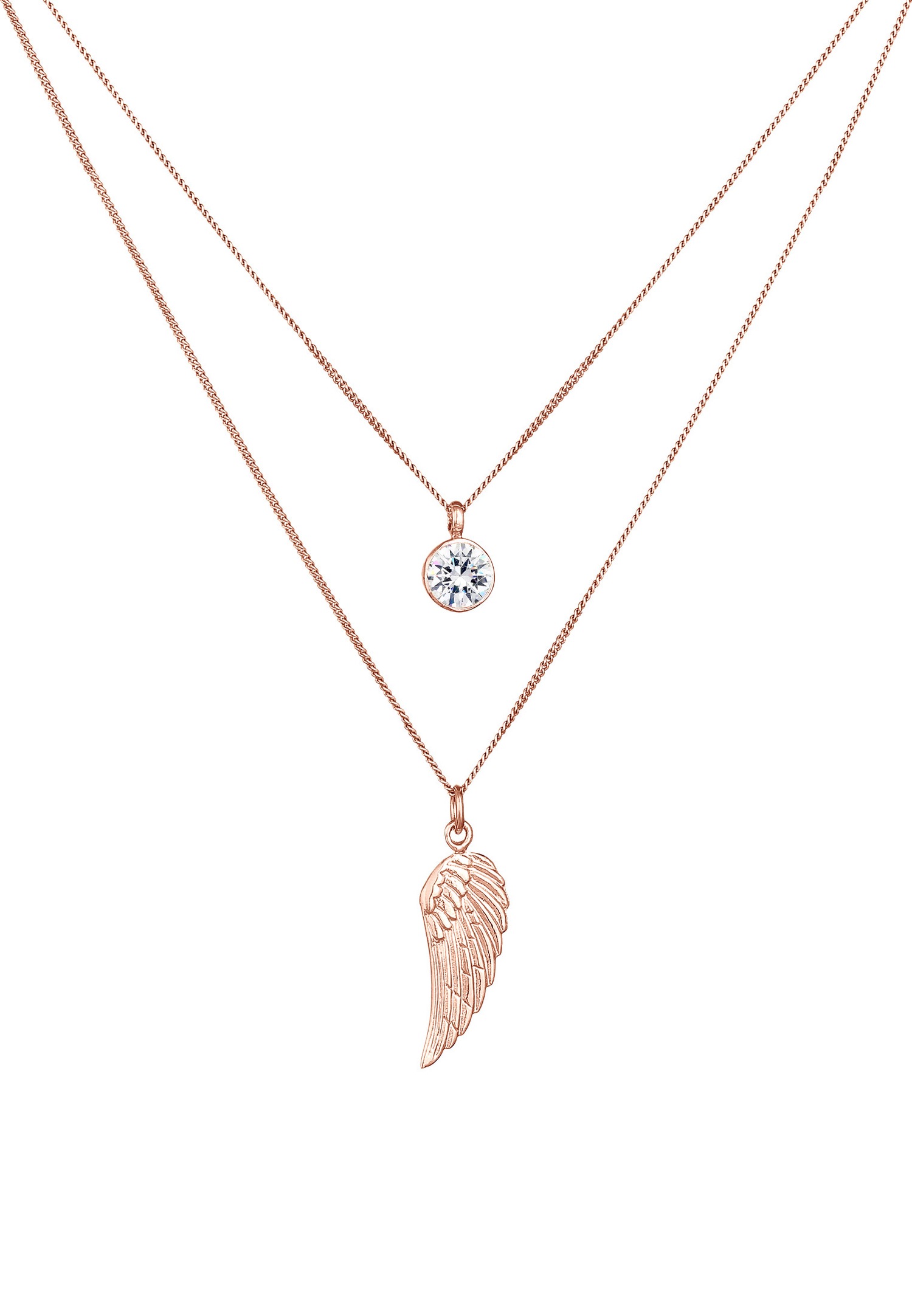 Elli Femmes Layer symbole des ailes avec cristal en argent sterling 925