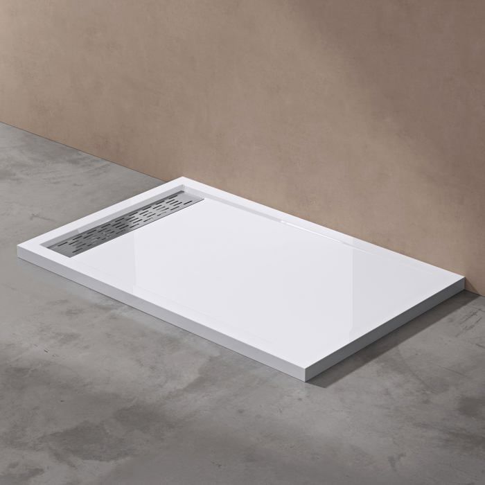 Plato de ducha de diseño Xetro04W de acrílico blanco, 80x120x5cm
