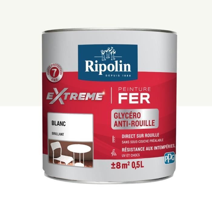 Pintura para exteriores RIPOLIN color hierro - Blanco brillante, 0,5 L