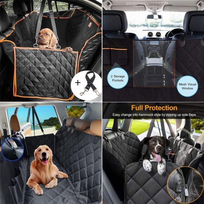 Funda para asiento de coche para perros - FONDUPIN - Funda universal para asiento trasero de coche - Negra