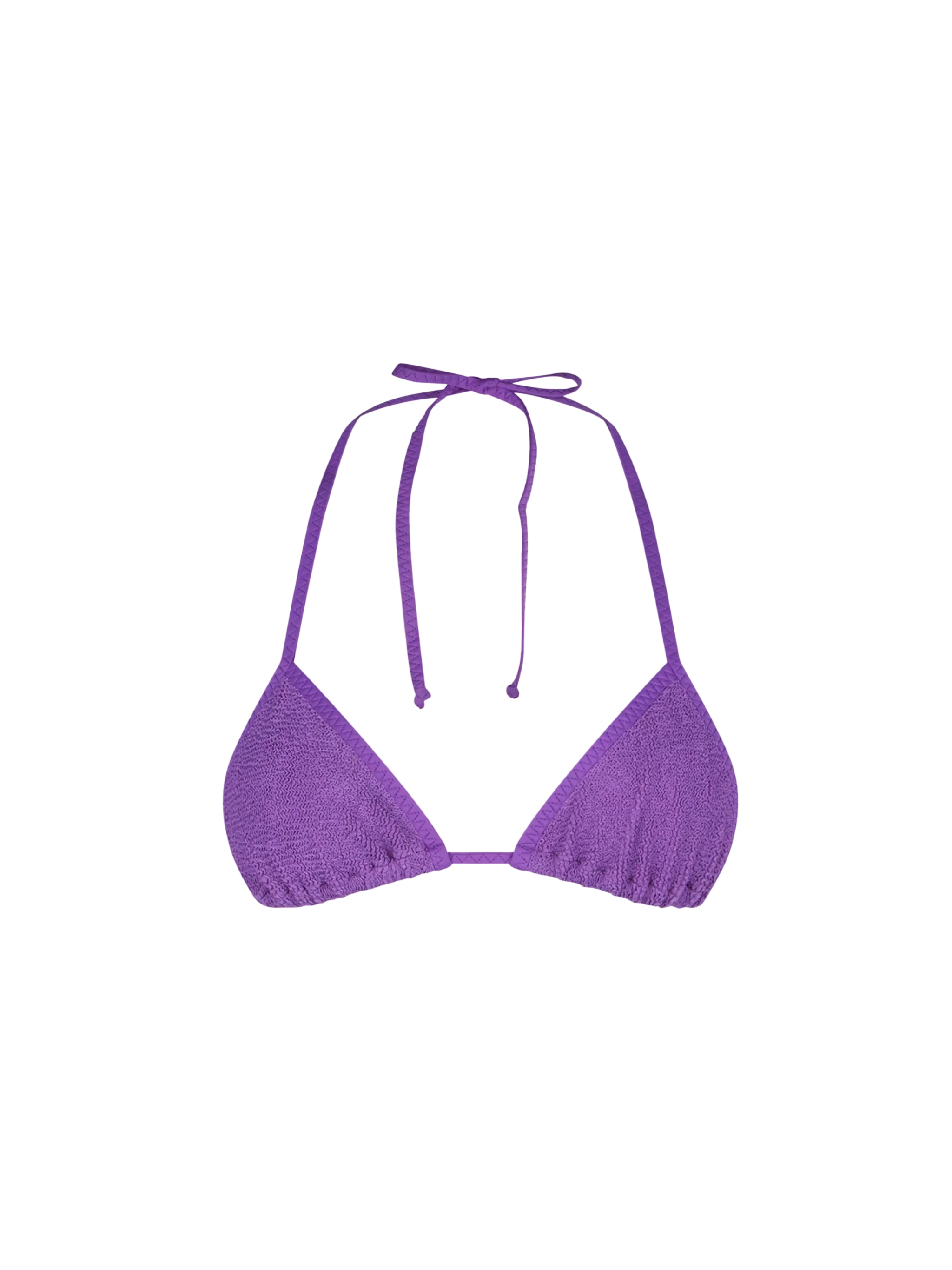 Maillot de bain triangle violet froissé pour femme