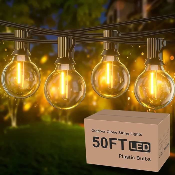 Guirlande Lumineuse - PZCC - 15,2M - 50 Ampoules G40 LED - Étanche IP45 - Blanc Chaud