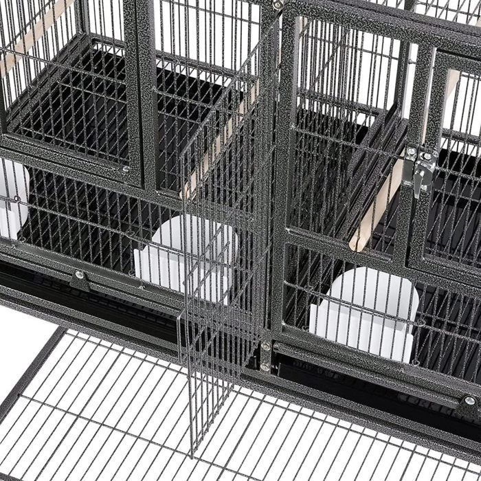 HELLO - Large bird cage - with stand and wheels - for cockatoos, budgies, canaries, parrots - steel - 109*95*45.5CM - Black
