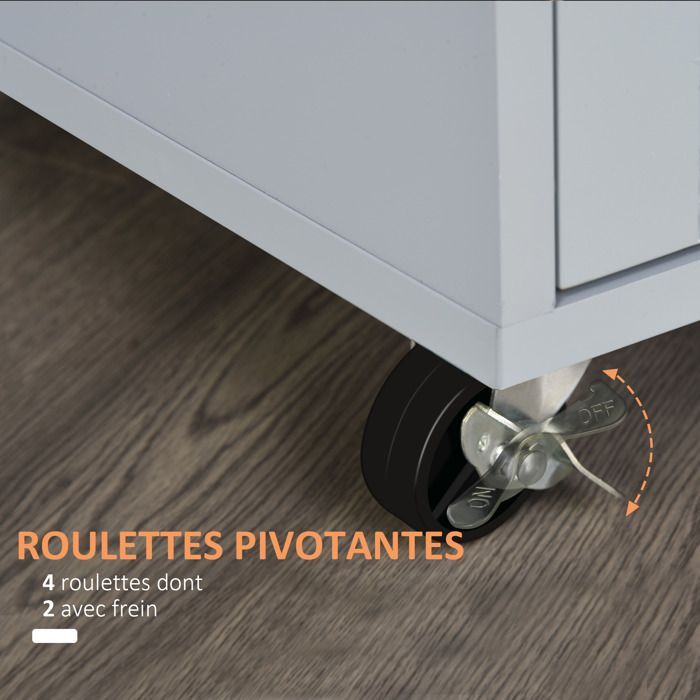 Carrito de cocina con ruedas, carrito de servicio, isla de cocina con cajón y toallero - gris