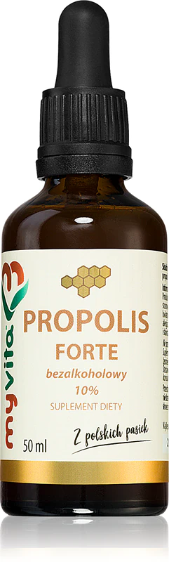 MyVita Propolis Forte 10% em gotas, suplemento alimentar sem álcool para fortalecer o sistema imunológico.