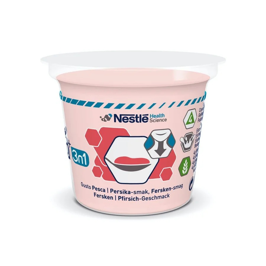 NESTLÉ Resource Aqua+ 3-in-1 perzikgelatinedrank met vezels 4 x 125 g