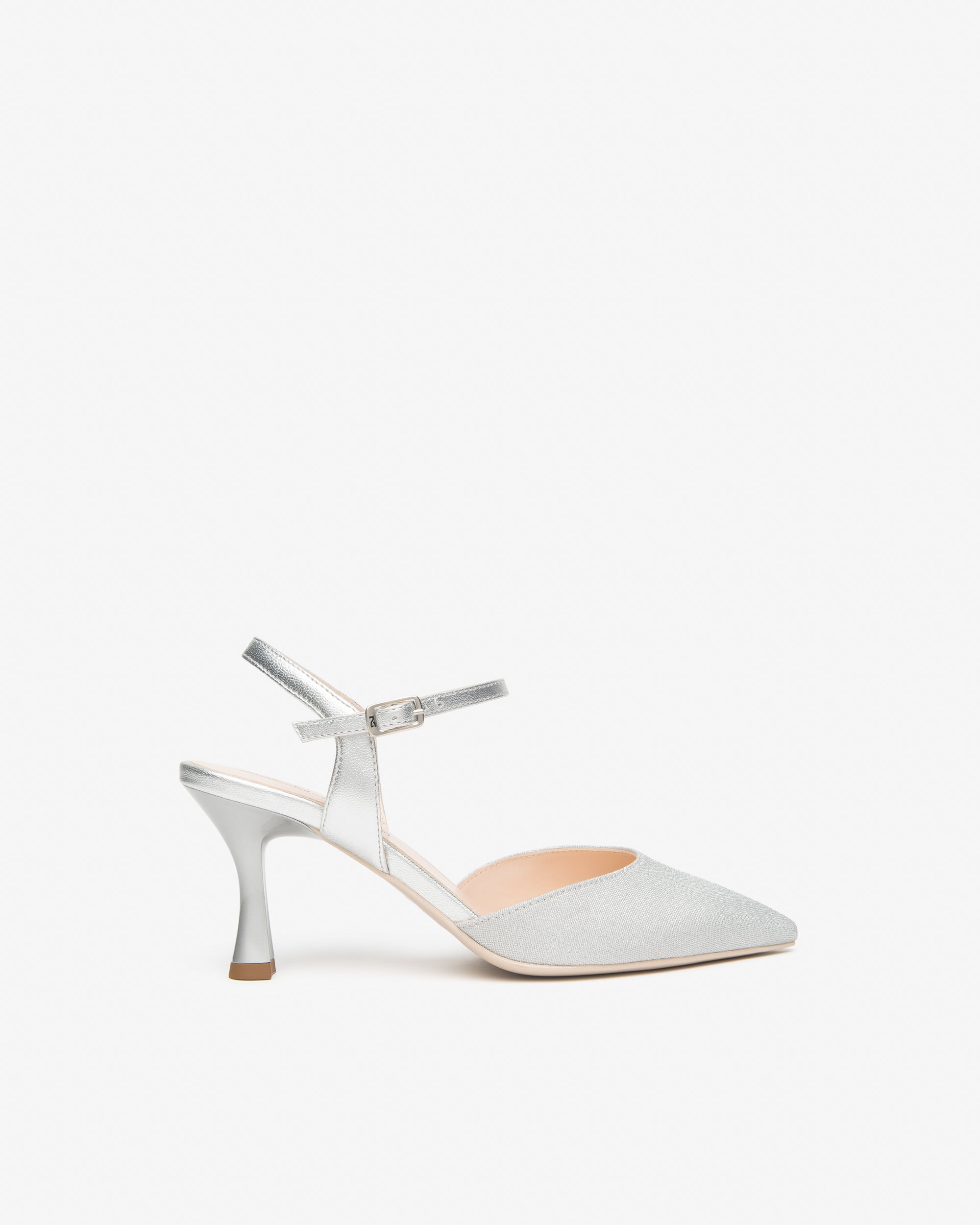 Damen-Slingback aus Leder und Stoff