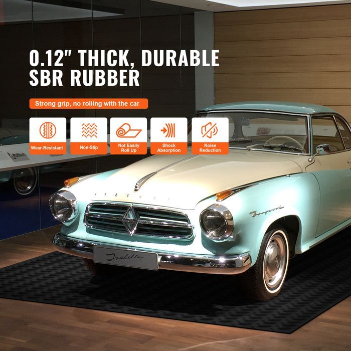 Alfombrilla para garaje VEVOR - 1236 x 3065 mm - 3 mm de grosor - para protección del suelo debajo de coches, garaje, gimnasio - Negra