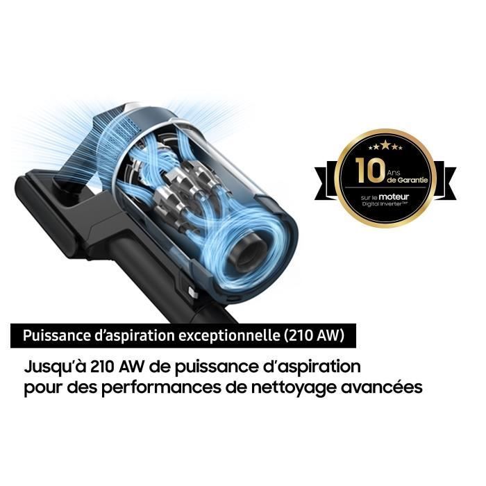 SAMSUNG Bespoke Jet Plus Pet VS20B95823W - Aspiradora con función de escoba + Clean Station 2.0 - 580 W - 210 AW