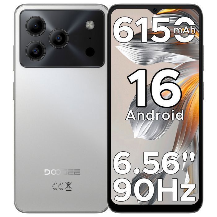 Smartphone económico DOOGEE Note56 Android 16, batería de 6150 mAh, pantalla HD+ de 6,56