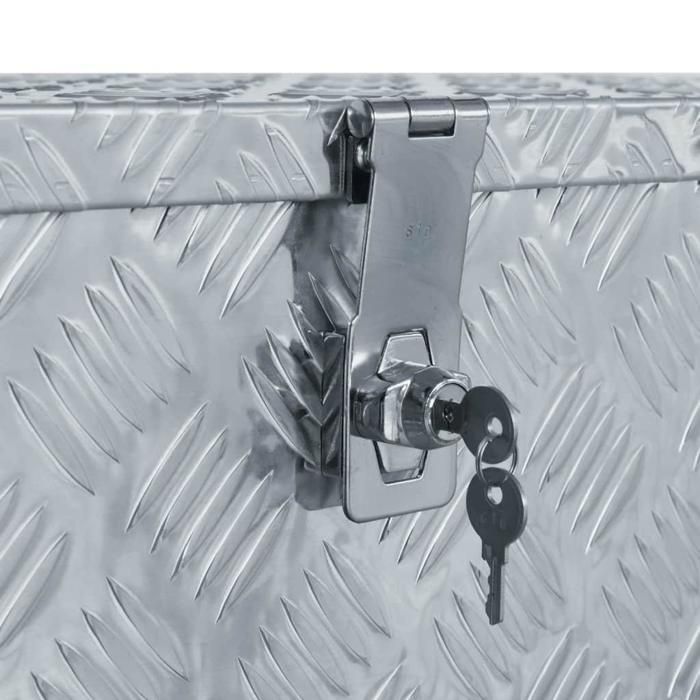 Caja de herramientas de aluminio plateado, cofre de almacenamiento, caja de herramientas, 80 x 30 x
