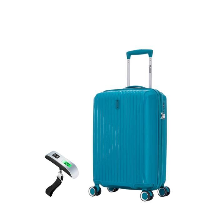 Valigia da cabina 55x35x25 cm in polipropilene infrangibile | Valigia CELIMS SkyCruiser | Lucchetto TSA | 8 ruote a 360° | Blu