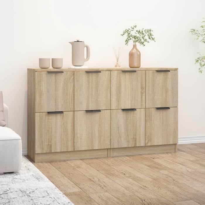 CLOUD Opbergmeubel, Commode, Kledingkast, Dressoir, 2 stuks, Sonoma Eikenhout, 60x30x70 cm - Samengesteld hout CHYNEW3504790