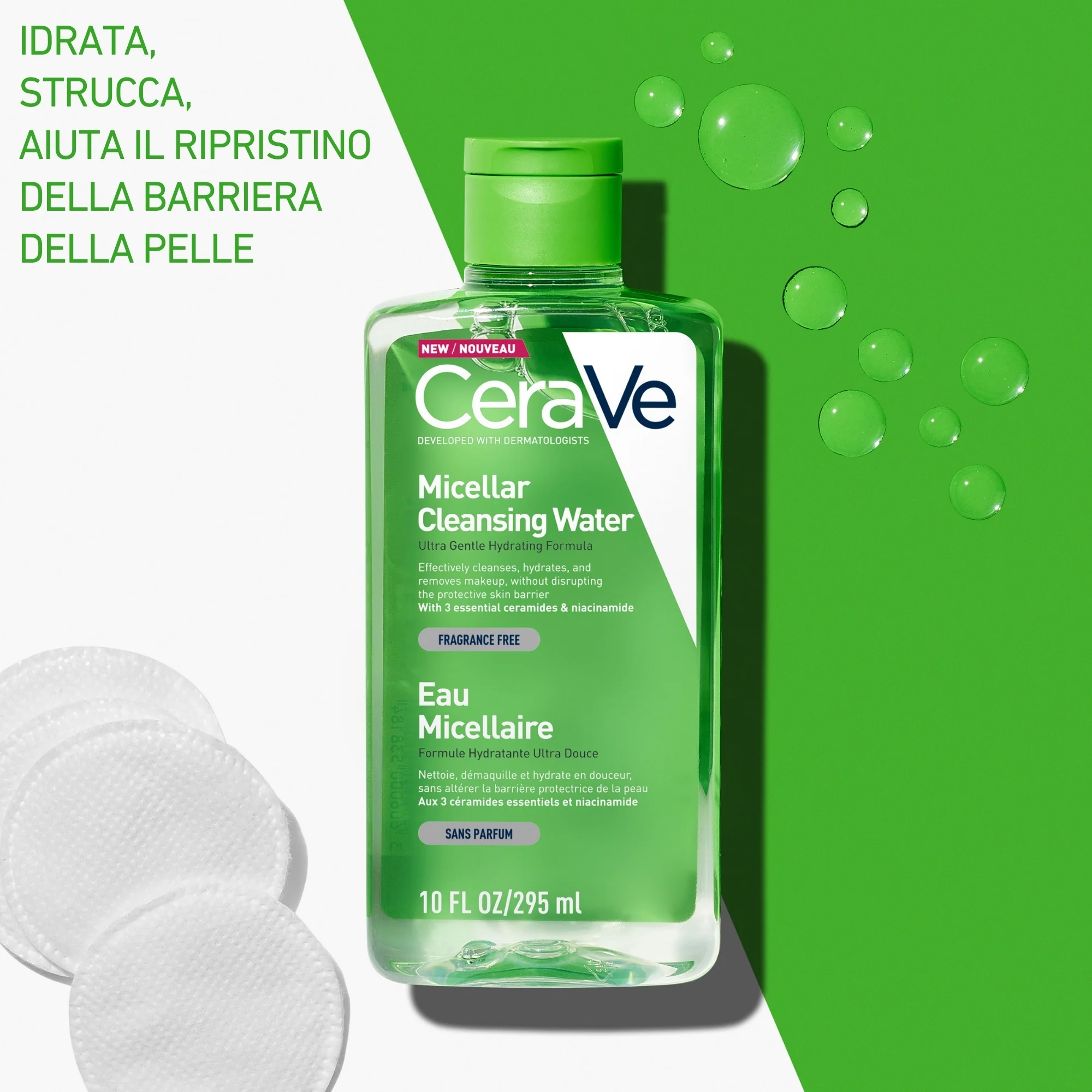 Detergenti Acqua Micellare con 3 ceramidi essenziali - Acqua detergente viso