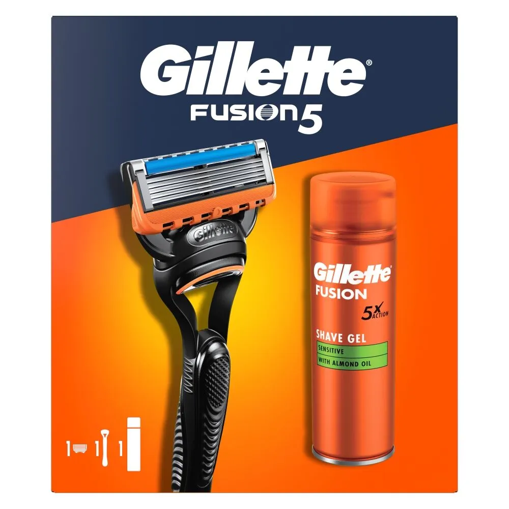 Gillette Fusion Zestaw Dla Mężczyzn maszynka + żel