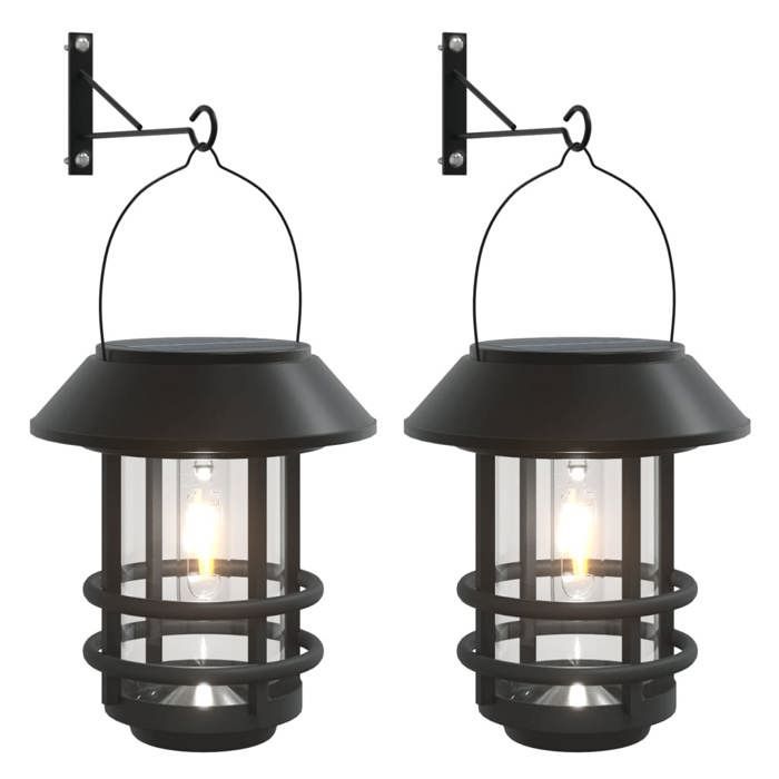 Faroles solares de pared para exteriores vidaXL, 2 unidades, color blanco, farol solar de jardín, lámpara solar de pared 4008187